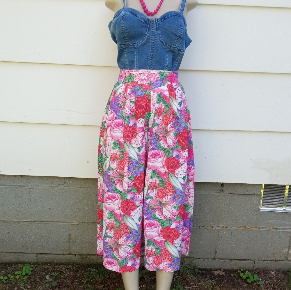 Vintage Plus Size Floral Print Skirt - Picture 4 of 7